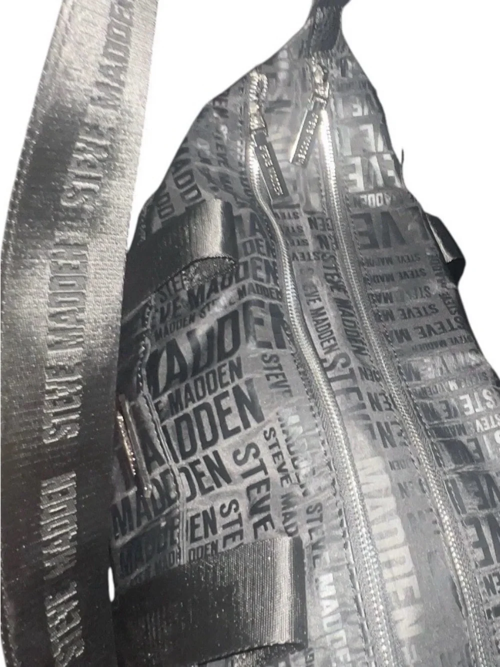 Steve Madden Black Logo Print Weekender Duffle Travel Bag